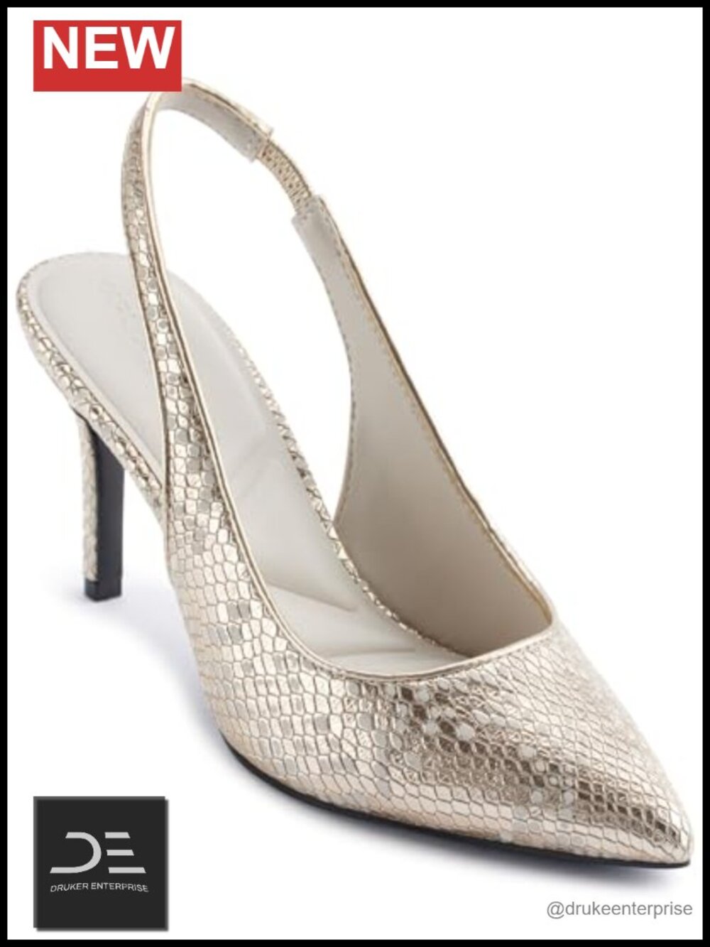 Karl Lagerfeld Pointed Toe Slingback Pump Leather Cushioned Insole Women's Shoes